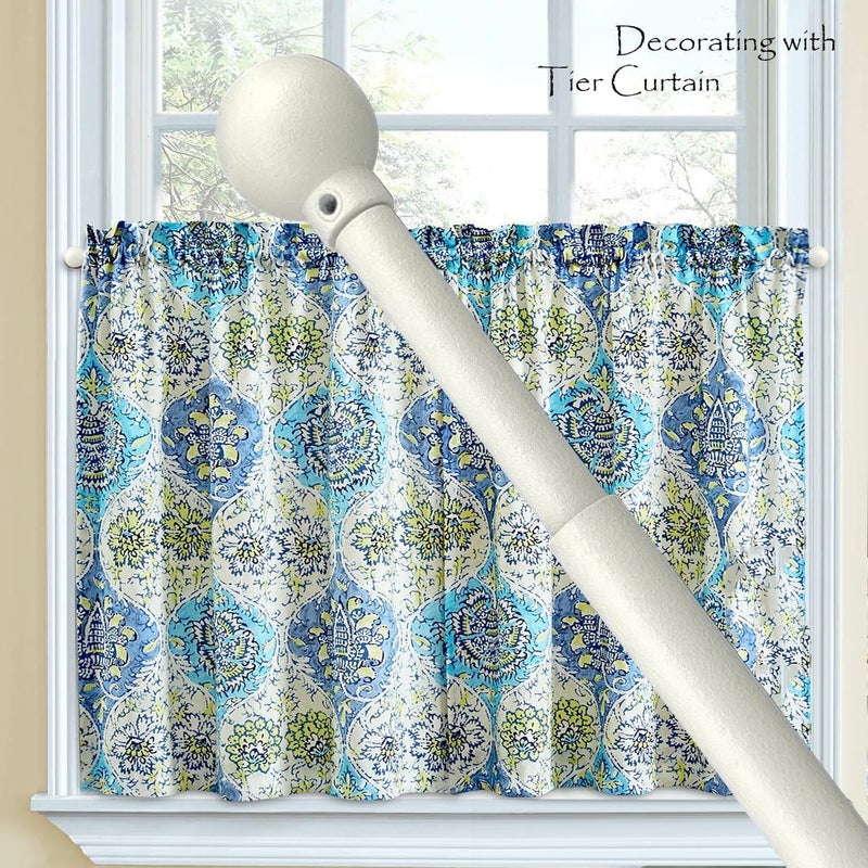 ARNORX Adjustable Cafe Curtain Rods for French Doors, 16-28 Inch, Small Windows - 2 Pack, 3/8 Inch Diameter, Easy No Drill & Screw Mount, Classic Ball Finial, White - Image 4
